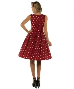 Dolly & Dotty Annie Swing Dress In Burgundy With White Dots