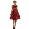 Dolly & Dotty Annie Swing Dress In Burgundy With White Dots