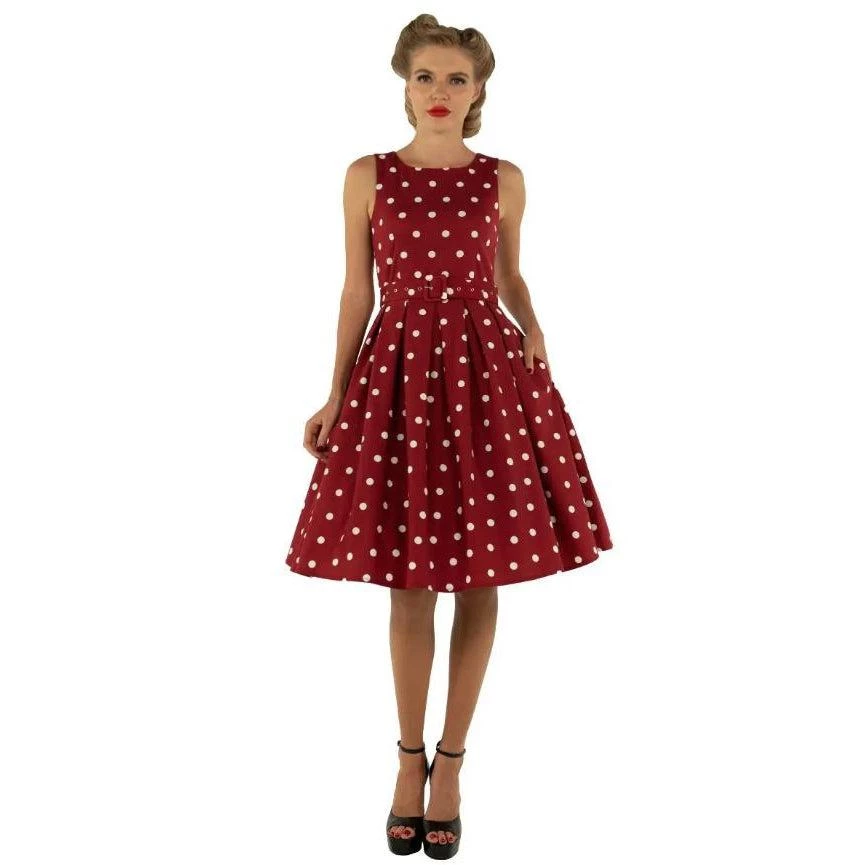 Dolly & Dotty Annie Swing Dress In Burgundy With White Dots 3 Dolly & Dotty Annie Swing Dress In Burgundy With White Dots