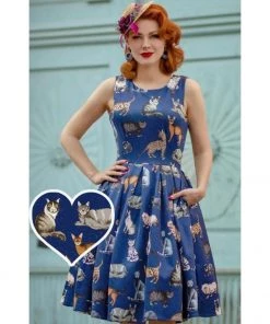 Dolly & Dotty Annie Swing Dress In Cat Print