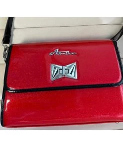 Star Struck Clothing Atomic Handbag In Ruby Red Glitter