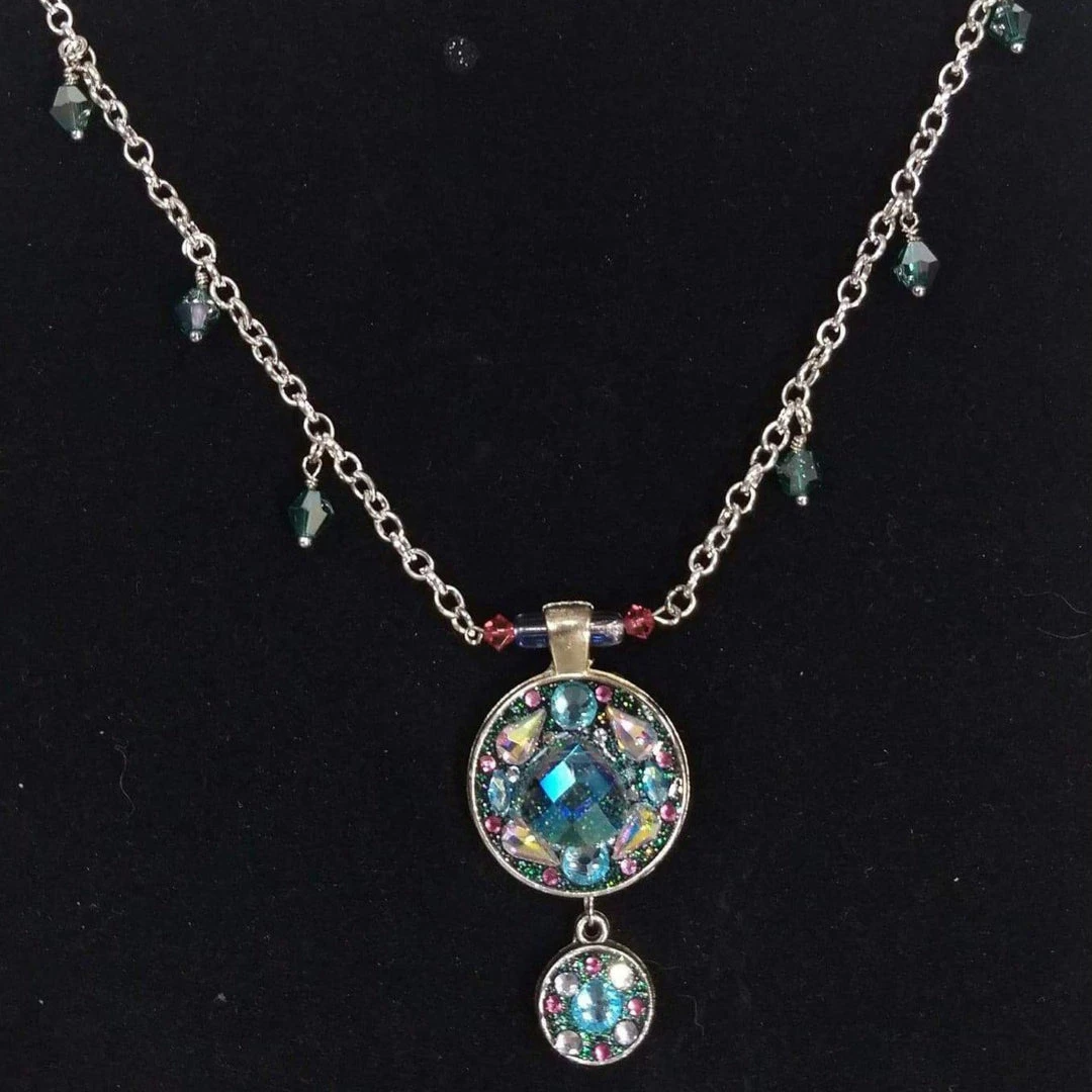 Aye Que Chula Aqua Medallion Necklace "Aye, Que Chula" Original Jewelry & Art 3 Aye Que Chula Aqua Medallion Necklace "Aye, Que Chula" Original Jewelry & Art