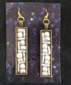 Aye Que Chula Bronze Dangling Bar Earrings "Aye, Que Chula" Original Jewelry & Art