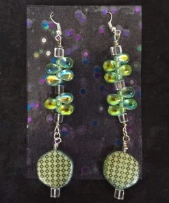 "Aye, Que Chula" Original Jewelry & Art Aye Que Chula Green Dangle Earrings