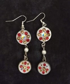 Aye Que Chula Red And White Earrings "Aye, Que Chula" Original Jewelry & Art