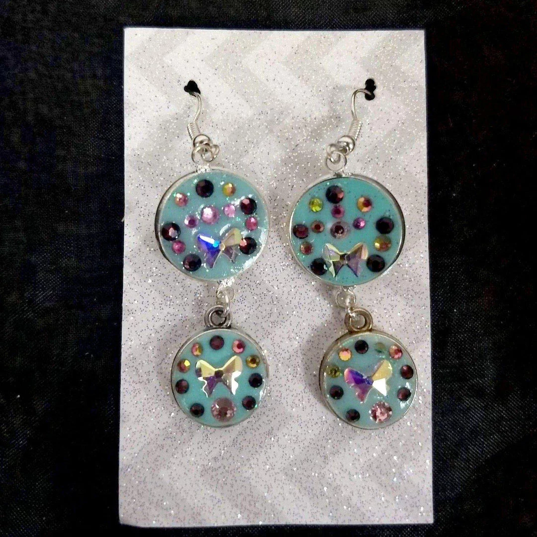 Aye Que Chula Teal Bow Earrings 3 Aye Que Chula Teal Bow Earrings