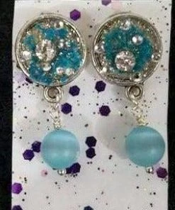 Aye Que Chula Water Blue Earrings "Aye, Que Chula" Original Jewelry & Art