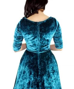 Women's Apparel Hemet Blue Velvet Circle Dress