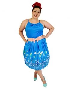 Banned 50s Beach Holiday Dress In Blue
