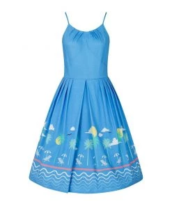 Banned 50s Beach Holiday Dress In Blue