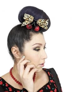 Banned Leopard & Cherries Hair Clip Set