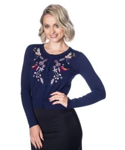 Banned Christmas Bird Cardigan In Navy Women's Apparel