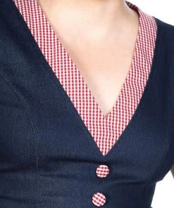 Women's Apparel Banned Diner Days Dress In Navy & Gingham
