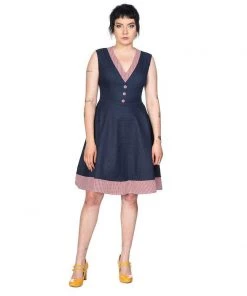 Women's Apparel Banned Diner Days Dress In Navy & Gingham