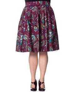 Banned Frankie Peacock Skirt In Burgundy Women's Apparel