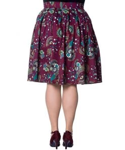 Banned Frankie Peacock Skirt In Burgundy Women's Apparel
