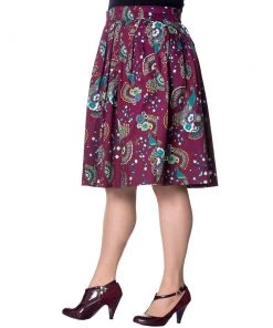 Banned Frankie Peacock Skirt In Burgundy Women's Apparel