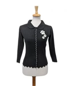 Women's Apparel Banned Paw Print Cardigan In Black