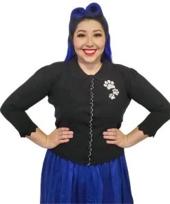 Women's Apparel Banned Paw Print Cardigan In Black