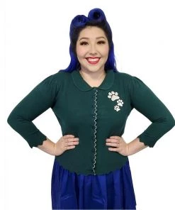 Banned Paw Print Cardigan In Green