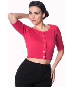 Banned Raven Cardigan In Hibiscus Women's Apparel