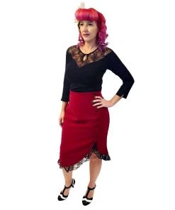 ChicStar Women's Apparel Miss Priss Pinup Ruffle Skirt In Red