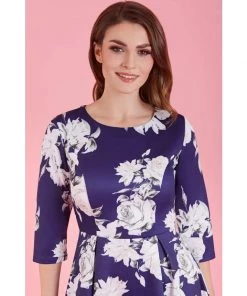 Dolly & Dotty Beatrix Swing Dress In White Rose Print