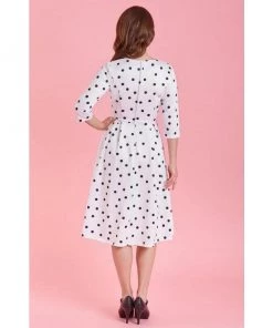 Dolly & Dotty Beatrix Swing Dress In Black Polka Dot Print Women's Apparel