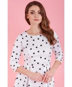 Dolly & Dotty Beatrix Swing Dress In Black Polka Dot Print Women's Apparel