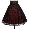 ChicStar Bernadette Lace Overlay Skirt In Black & Red