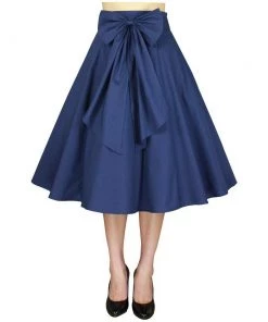 ChicStar Betty Bow Circle Skirt In Navy