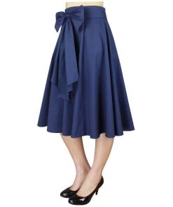 ChicStar Betty Bow Circle Skirt In Navy