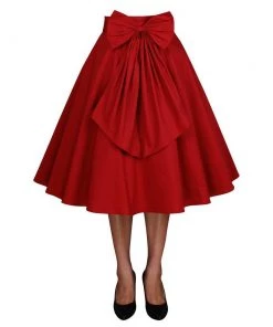 ChicStar Betty Bow Circle Skirt In Red