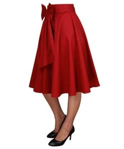 ChicStar Betty Bow Circle Skirt In Red