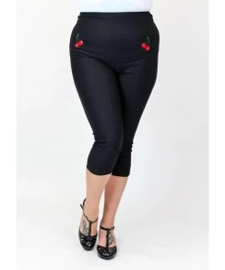 Hemet High Waist Cherries Capris In Black
