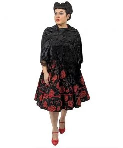 ChicStar Lace Stole Cape In Black Floral