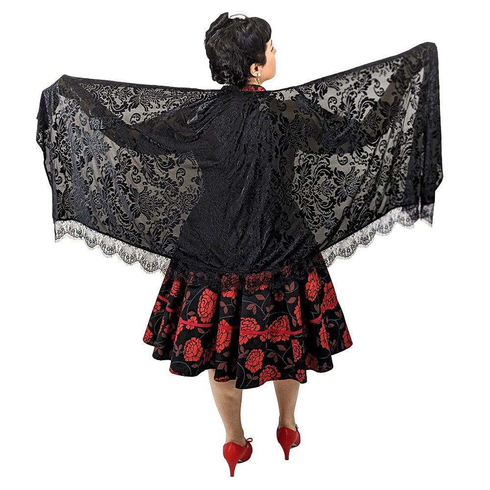 ChicStar Lace Stole Cape In Black Floral 3 ChicStar Lace Stole Cape In Black Floral