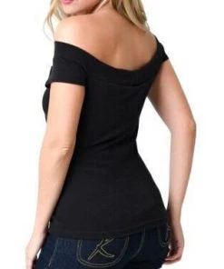 Glitz Glam And Rebellion Black Off-Shoulder Top