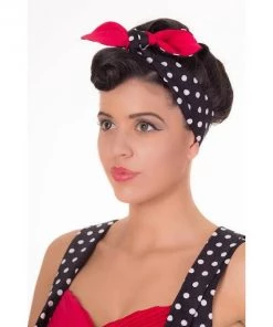 Dolly & Dotty Pinup And Rockabilly Headscarf In Black With White Polka Dots
