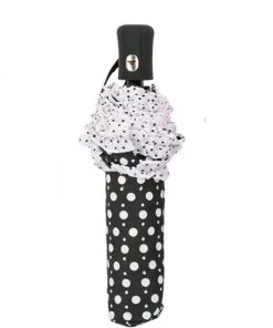 Soake Folding Umbrella In Black Polka Dots