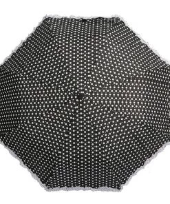 Soake Folding Umbrella In Black Polka Dots