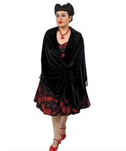 ChicStar Lace Stole Cape In Black Velvet Women's Apparel