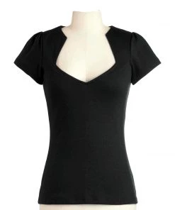 Glitz Glam And Rebellion Women's Apparel Rockabilly Diamond Cut Shirt In Black