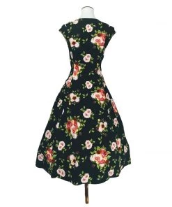 ChicStar Betty Drop-Waist Floral Swing Dress In Black Women's Apparel