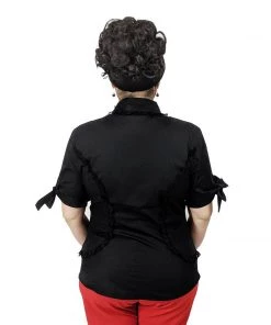 ChicStar Women's Apparel Lace Trimmed Blouse In Black