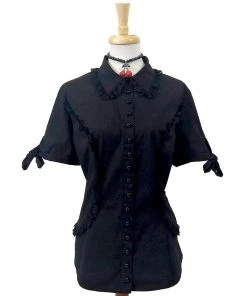 ChicStar Women's Apparel Lace Trimmed Blouse In Black