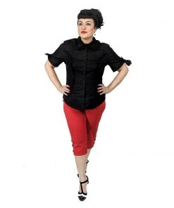 ChicStar Women's Apparel Lace Trimmed Blouse In Black