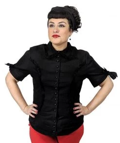 ChicStar Women's Apparel Lace Trimmed Blouse In Black