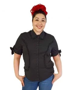 ChicStar Women's Apparel Lace Trimmed Blouse In Black