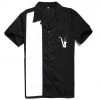 Glitz Glam And Rebellion Men's Bowling Shirt In Black With Saxophone Pocket